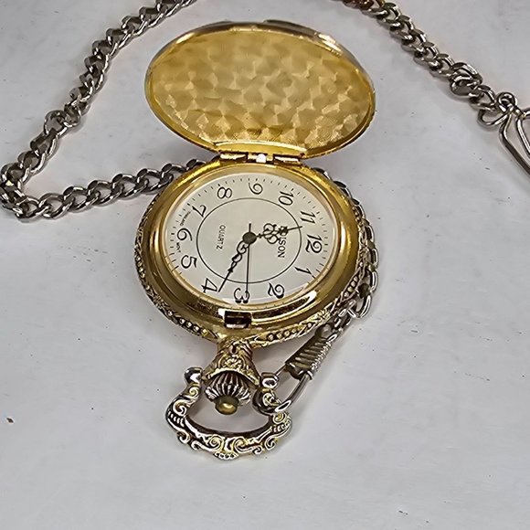 Edison Pocket Watch Quartz Eagle Motif Thailand Movement - Picture 6 of 9